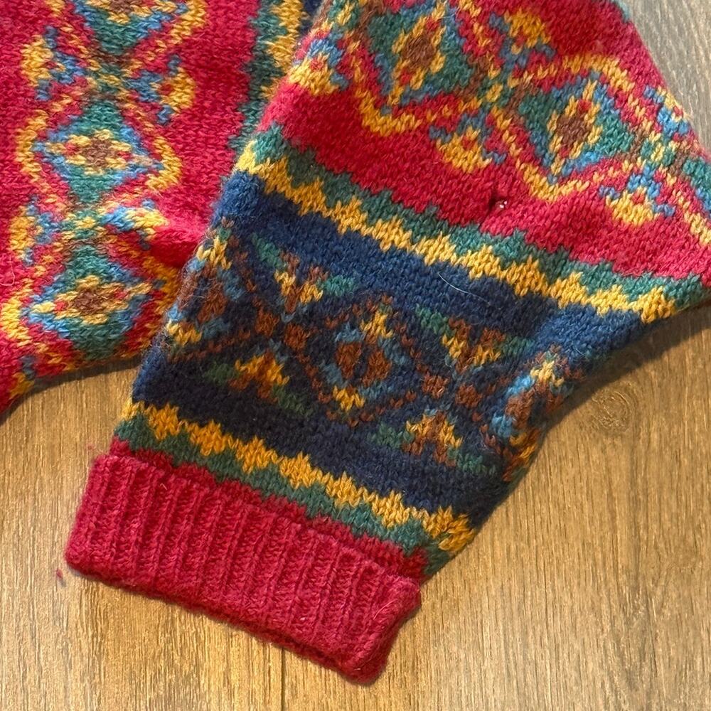 Vintage 80s Laura Ashley 100% Wool Nordic Fair Isle Sweater Made Great Britain - Picture 8 of 12